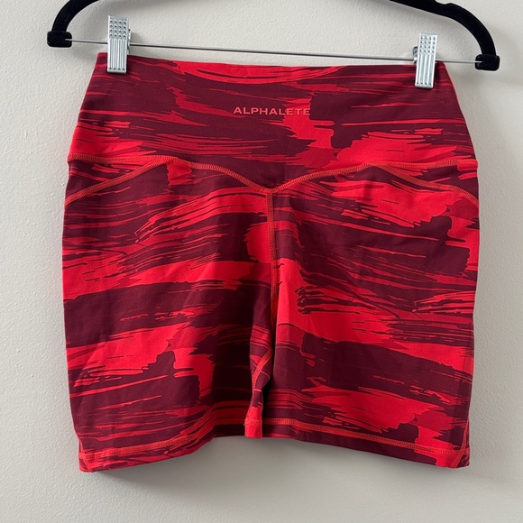 Alphalete Pants - Alphalete Red Patterned Women's Bike Shorts